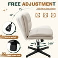 thumbnail image 2 of Homall Armless Office Desk Chair No Wheels PU Leather Thickened Cushion Medium Backrest Swivel Height Adjustable Makeup Chair Leisure Chair, Beige, 2 of 7