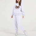 thumbnail image 5 of Piuwrlz Toddler Sweatsuits Sets 2pcs Girls Jogger Set Pocket Round Neck Sweats and Sweatpants White Size 5 Years, 5 of 7