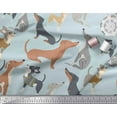 thumbnail image 2 of Soimoi Blue Cotton Cambric Fabric Cute Dog Print Fabric by the Yard 42 Inch Wide, 2 of 3