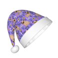 thumbnail image 2 of Cauagu Pugs and Flowers Pattern Christmas Hat for Kids,Xmas Holiday Hat Santa Hat for Boys & Girls Festive Headwear Accessories for Christmas/New Year/Holiday, 2 of 6