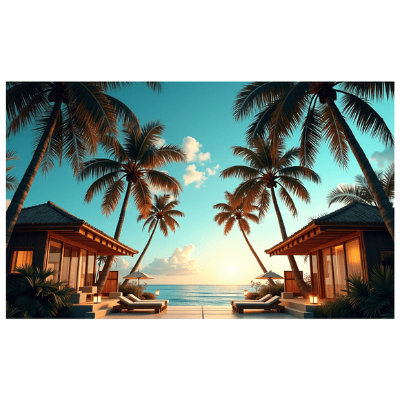 Tropical Beach Sunset Backdrop for Events Parties Photography Summer Vacation Relaxation Decor Banners Background Atmosphere Outdoor Scenic Display