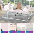 thumbnail image 6 of 126 Inch U Shaped Gaming Desk with Monitor Stand and LED Lights, Reversible Shaped Large Computer Desk with Power Outlets, Large Corner Office Desk with Storage Bag and Hooks, Pink, 6 of 8
