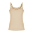 thumbnail image 5 of Fnooota Summer Tank Tops for Women, Ribbed Stretch Workout Slim Fit Camisoles with Built in Bras Khaki Size S, 5 of 5