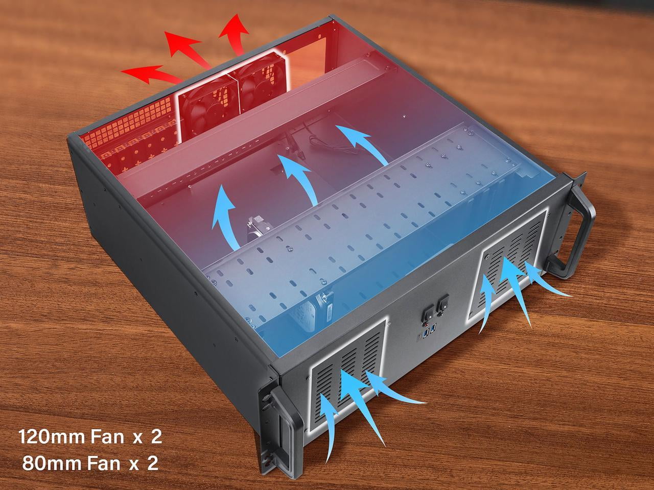 Rosewill 4U Server Chassis Rackmount Case | 11x 3.5" Bays, 3x 2.5" Devices| ATX, CEB Compatible | 2 120mm PWM Fan, 2 80mm PWM Fans | 2x USB 3.0, 1 USB-C 3.1 | Front Panel Lock and Key | - RSV-R4200U