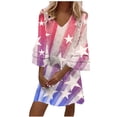 thumbnail image 2 of Summer Savings Clearance! Edvintorg 4Th Of July Summer Dress Women Plus Size Clothing Fashion Independence Day Print Casual V-Neck 3/4 Sleeve Fold Mini Dress, 2 of 5