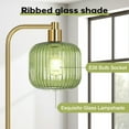 thumbnail image 5 of Laybasic Vintage Floor Lamps for Living Room, Mid Century Modern Standing Lamp with Ribbed Glass Lampshade Pedal Switch, 67" Retro Tall Lamp for Bedroom Study Room, 5 of 7
