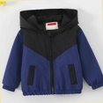 thumbnail image 4 of Afuyipoi Boys Lightweight Jacket (1-9) Color-Block Zippered Hooded Spring Fall Outerwear Blue Size 3T, 4 of 7