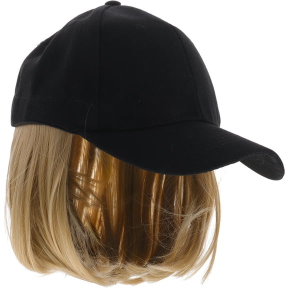 Canvas Hat Wig Has Wig Caps for Women Baseball Cap Hair One-Piece Hat Wig Short Straight Hat Wig Miss