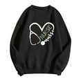thumbnail image 4 of Sweatshirts for Women Loose Fit Fall Winter Women's Valentine's Day Couples Matching Heart Print Crewneck Long Sleeve Soft Sweatshirt Hoodie for Women Black L, 4 of 4