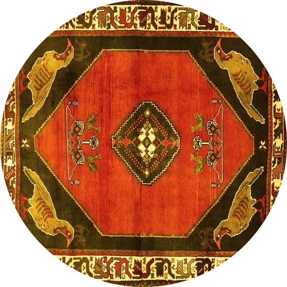 Ahgly Company Indoor Round Persian Yellow Traditional Area Rugs, 6' Round
