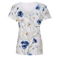 thumbnail image 4 of USSUMA Womens Tops Dressy Casual Summer Short Sleeve Floral Print Shirts for Women Trendy Funny Loose Fit Cute V Neck T-Shirts Blouses for Women Plus Tunic, 4 of 5