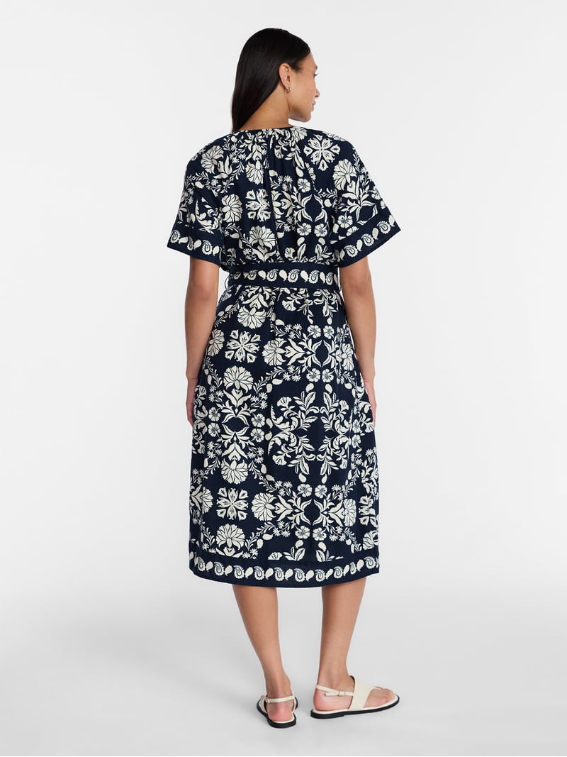 time and tru linen dress Time and Tru Women's Sleeveless Fit and Flare Midi Dress, Sizes XS-XXXL