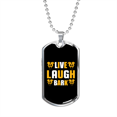 thumbnail image 1 of Live Rire Écorce Plaine Collier Jaune en Acier Inoxydable Ou 18k or Chien Tag 24" Chaîne, 1 of 8