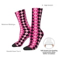 thumbnail image 4 of Rateoe pink and black argyle for Women Casual Calf Socks - Cute Crew Socks - Thin Soft Above Ankle Socks Size 5-11, 4 of 6