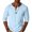 Light Blue, variant on WIZUTIZ Men's Casual Pullover Solid Color Two-Button Patchwork Long Sleeve Cotton Linen Blend Breathable Top for Outdoor Daily All-Season Wear Mens Fashion