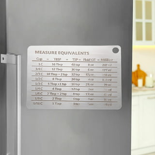 Stainless Steel Refrigerator Magnet Kitchen Conversion Chart - Cups,  Tablespoons, Teaspoons, Fluid Oz, Milliliters - Magnetic Kitchen  Measurement Conversion Chart 