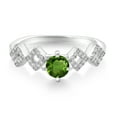 thumbnail image 2 of Gem Stone King 0.88 Ct Round Green Chrome Diopside 925 Sterling Silver Ring (Size 5), 2 of 3