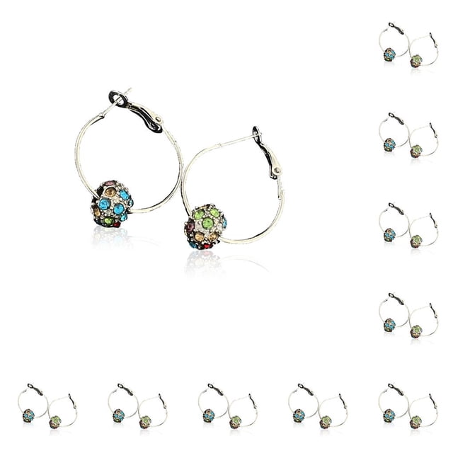 Qarigey 1 par de pendientes de aro para niñas, pendientes de diamantes de imitación estéticos, joyería femenina de noche, regalo para madre, cuentas Type1 NO1 Qarigey CBP227086