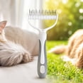 thumbnail image 7 of FEOLGEHLY Pet Dematting Comb for Dogs and Cats, Double Sided Deshedding Undercoat Rake with Stainless Steel Rounded Teeth, Detangling Pet Brush for Mats and Tangles, Anti-Slip Handle (Gray), 7 of 7