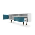 thumbnail image 2 of Liberty 70.86" Mid-Century - Modern TV Stand with 4 Shelving Spaces and 1 Drawer in White and Aqua Blue with Solid Wood Legs, 2 of 9