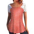 thumbnail image 1 of Mujeres Tops Casual verano encaje manga corta Split cuello túnica impresa camisetas camisetas Tops OAVQHLG3B Store lin121212, 1 of 4