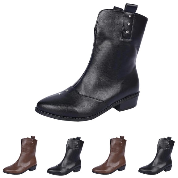 ssuyfkrb Boots for Women,Womens Boots,Ankle Boots,Slip-On,Pointy Toe,Mid Heel,Ankle,Black,7.5