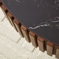 thumbnail image 5 of Kevinplus 35.43" Nesting Round Sintered Stone Tabletop Modern Drum Coffee Table, Luxury Circle Coffee Table for Apartment Walnut, 5 of 10