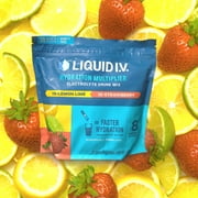 Liquid I.V. Hydration Multiplier + Energy Drink Mix Powder Sticks, Lemon Lime Strawberry Flavor, 30 Count