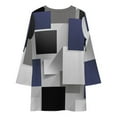 thumbnail image 3 of Gray Blue Geometric Abstract Pattern Loose Dress Evening Dress Summer Dresses for Women Luxury Dress Long Sleeved Dress, 3 of 4