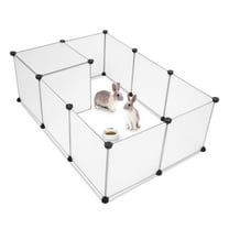 SOFTGAS Dog Playpen, Portable Plastic Pet Playpen, Clear Dog Play Pen Acrylic Rabbit Playpen Indoor, 12 Panels Puppy Fence and Guinea Pig for Small Animals- 14 X 14 Inch