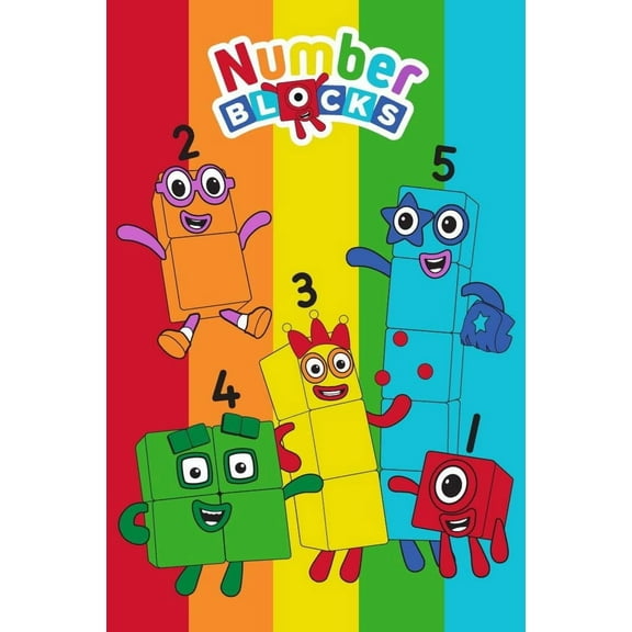 Numberblocks Fleece Blanket - Rainbow Numbers Design - Bed Throw Super Soft Blanket - 100 x 150cm