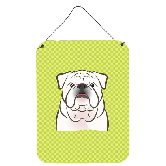 Carolines Treasures BB1282DS1216 Checkerboard Lime Green White English Bulldog Wall and Door Hanging Prints