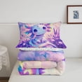 thumbnail image 5 of Manfei Floral Butterfly Motif Twin Comforter Sets,Magical Axolotl Bedding Set For Girls,Pastel Purple Pink,Colorful Stars Reversible,2 Pieces,1 Comforter and 1 Pillowcase, 5 of 8