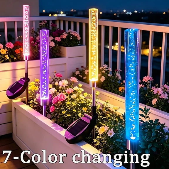 Outdoor LED Solar Lights Waterproof Reed Bulb Bubble Stick Decor Landscape Garden Balcony Lawn Path Lights 7colors Change