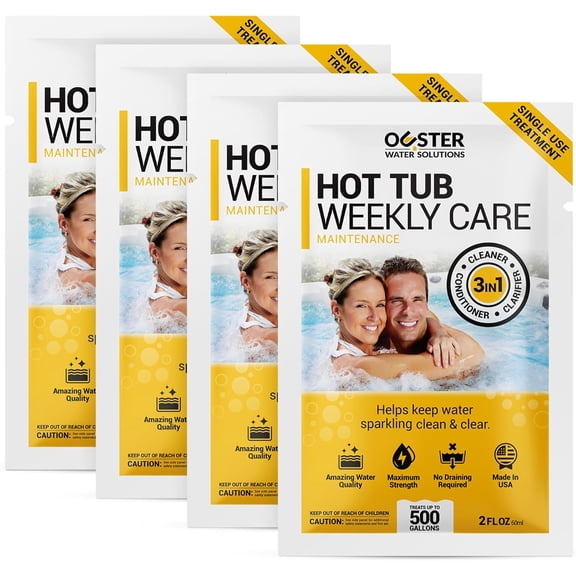 3in1 Weekly Hot Tub Cleaner, Conditioner, Clarifier - Chemicals for Standard & Inflatable Spas Spa Crystal Clear Sparkling Clean Water Made in USA (4 Week Kit)
