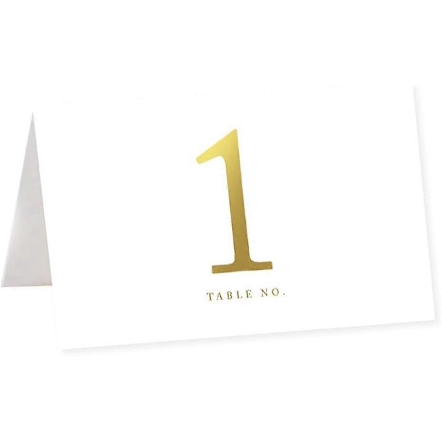 UrbanMingle Table Tent Place Cards, Metallic Gold Ink Print, Table Number