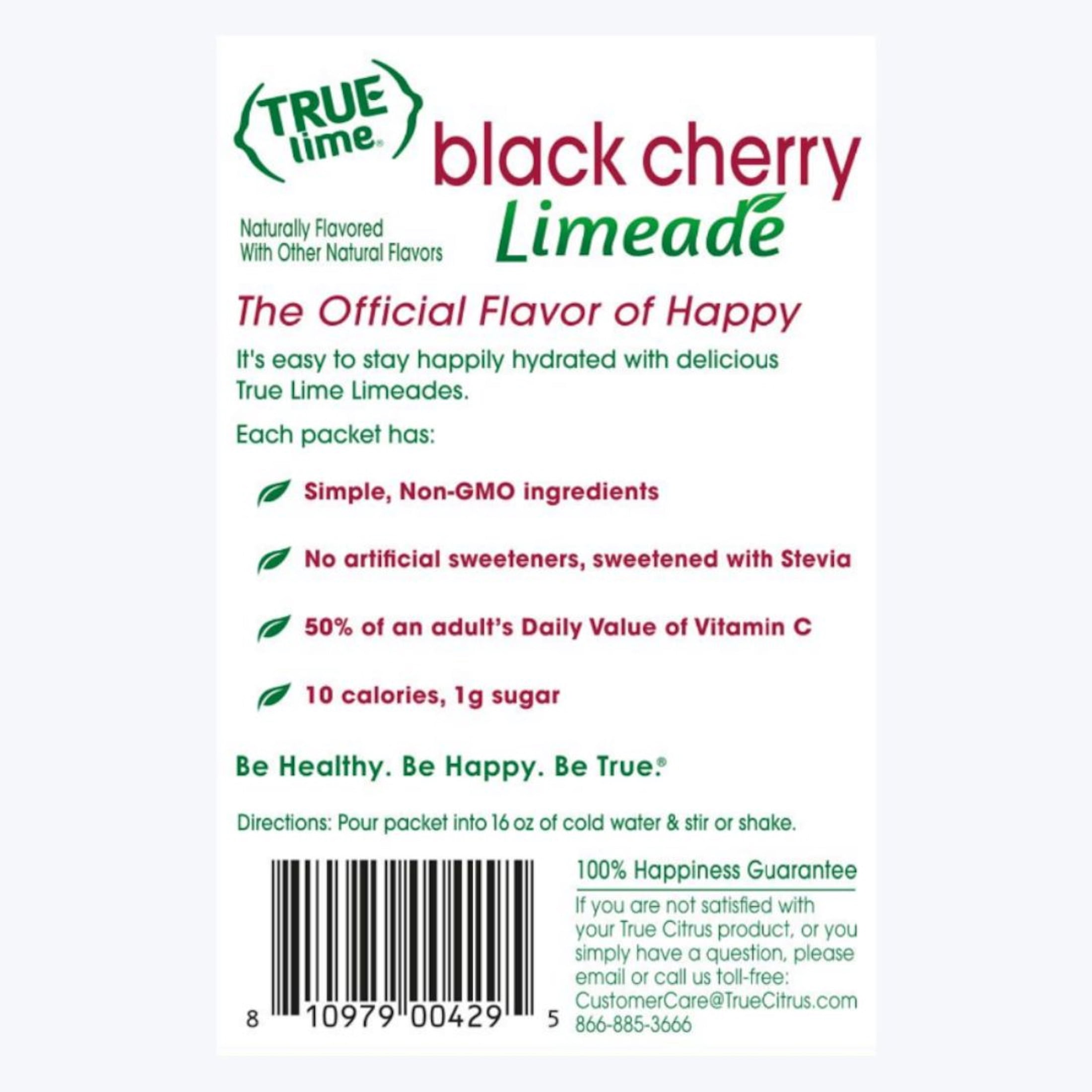 True Lime Black Cherry Limeade Drink Mix Powder, No Artificial Sweeteners, 1.06 oz., 10 Count Box