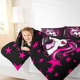 thumbnail image 3 of Erosebridal Unicorn Girls Twin Comforter Sets For Unicorn Lovers,Cute Pink Stars Print Bedding Set For Kids,Reversible Black 2pcs, 3 of 7
