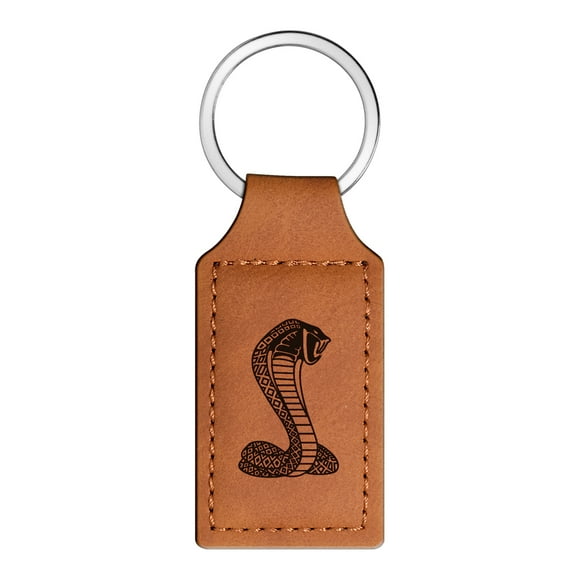 Ford Mustang Cobra Rectangular Brown Leather Key Chain