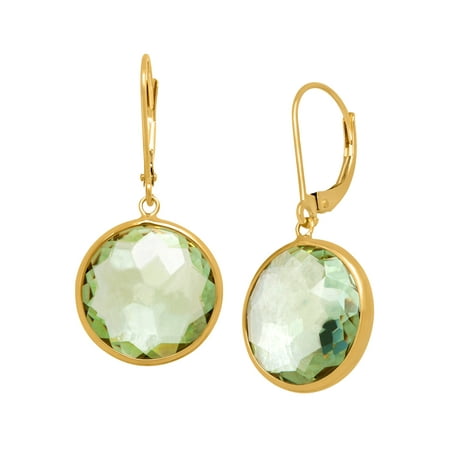 13 ct Green Amethyst Drop Earrings in 14kt Gold
