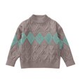 thumbnail image 3 of AUDeals Boys Turtleneck Argyle Cable Knit Sweater Pullover Sweater Long Sleeve Knitwear Preppy Casual Layering Top for Daily Wear (Grey, 3-4 Years), 3 of 5