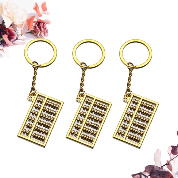 OHOIOLLA 3Pcs Abacus Keychains Golden Stylish Key Holder Unique Durable Key Decoration Accessory