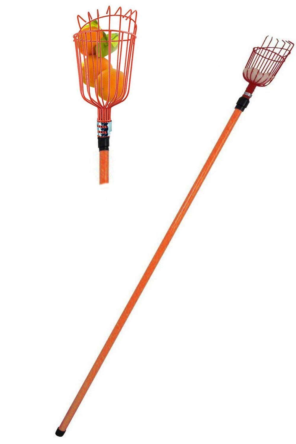 Professional Metal Fruit Picker with Long Telescoping 8ft Pole & Fruit
