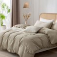 thumbnail image 2 of ZOVAN Duvet Cover Set 100% Washed Cotton Super Soft Breathable Durable (Beige, King), 2 of 7