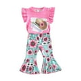 thumbnail image 4 of SILVERCELL Toddler Western Baby Girl Clothes Bell Bottom Outfit Cow Print Short Sleeve T-Shirt Top Flare Pants Set Cowgirl Outfits, 4 of 10
