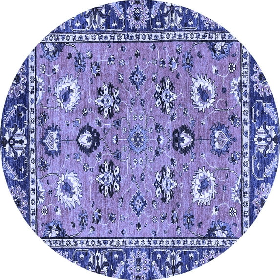 Ahgly Company Indoor Round Oriental Blue Traditional Area Rugs, 4' Round