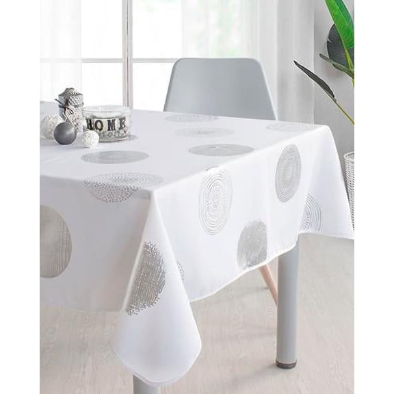 Bright White 100% Polyester, Stain Resistant Tablecloth 78 x 55 inch