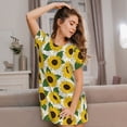 thumbnail image 3 of Vsdgher Chemise de Nuit à Manches Courtes Motif Tournesols pour Femmes, Col Rond, Mignonne, Confortable, 3 of 6