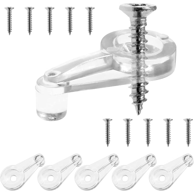 50 Pcs Glass Retainer Clips Kit, Plastic Retainer Clips with Included Screws for Cabinet Doors, Mirrors, Glass Panels and More, Easy Installation (Clear)