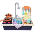 thumbnail image 1 of 1 juego de juguetes para lavar platos, fregadero de cocina de plástico, lavavajillas eléctrico de agua de plástico sin batería para niños (nuevo diseño, azul), 1 of 5